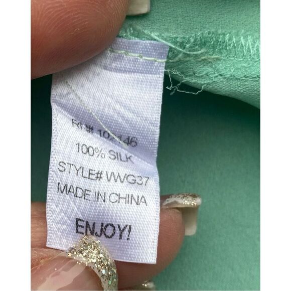 Michael Stars 100% Silk Short Sleeve Blouse Sz. S Light Mint Green - Picture 10 of 11